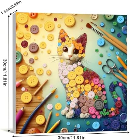 Framed Button Art Kit 11.8" DIY Mosaic Craft for Adults(Kitten) - Image 2