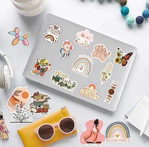 BarrelTree - 300 PCS Aesthetic Boho Stickers, Cute Vinyl Waterproof Stickers for Water Bottles Laptop Phone Journaling Scrapbook Junk Journal, Scrapbooking Supplies Kit, Sticker Packs for Adults Teens - Image 4