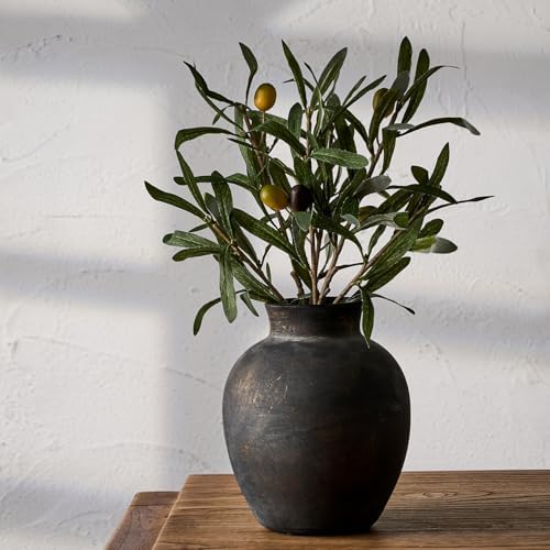 SIDUCAL Ceramic Decorative Flower Vase | 6 Inch Pottery Rustic Farmhouse | Boho | Terracotta Vase for Home Decor, Table, Living Room, Bathroom, Shelf, Mantel Decoration, Bronze by SIDUCAL