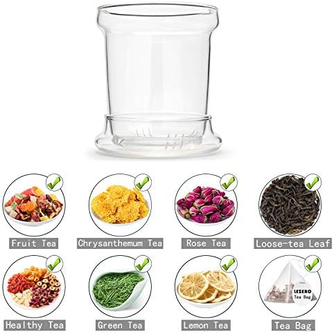 Glass Tea Infuser Cup with Filter and Handle for Blooming Loose Leaf, 14oz - Image 2