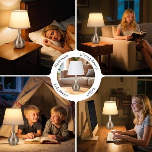 16.1" Touch Table Lamp for Nightstand, 3 Way Dimmable Small Bedroom Lamp - Image 5