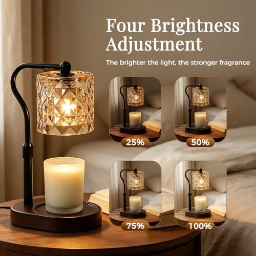 Candle Warmer Lamp with Timer Dimmable, Mother's Day/Birthday Gifts for Women Mom Her, House Warming Gifts New Home, Wax Melt Warmer Modern Farmhouse Decor for Yankee Candle (Diamond-Walnut) - Image 4