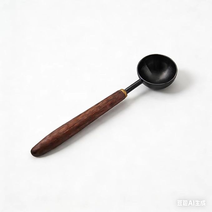 Coffee Spoon - Vintage Walnut Wood Handle, Stainless Steel Coffee Scoop ，Stainless Steel Tea Scoopand Seasoning Spoons (1, Gunmetal, 5g Capacity)