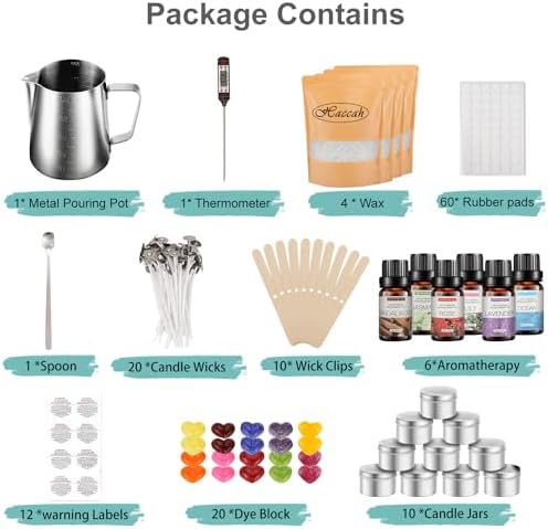 Haccah Complete Candle Making Kit,Candle Making Supplies,DIY Arts and Crafts Kits for Adults,Beginners,Including Wax, Wicks, 6 Kinds of Scents,Dyes,Melting Pot,Candle tins - Image 4