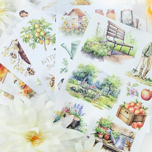 Snycler Sticker Book - 20 Sheets Vintage PET Stickers for Scrapbooking, Junk Journaling, Ephemera, and Decorative Crafts-The Harvest time - Image 4