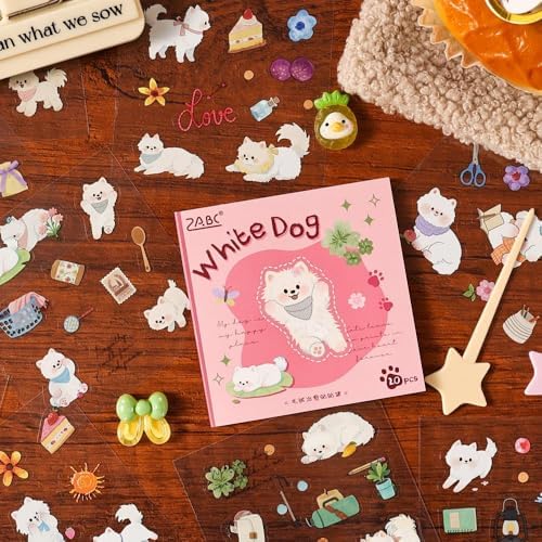 Cute Dog Journaling Stickers Book, Diecut PET Sticker Booklets, 40 Sheets, 3.15x3.15 Inches, Transparent Waterproof Collage Stickers for Scrapbooking, Bujo, Planner - Image 3