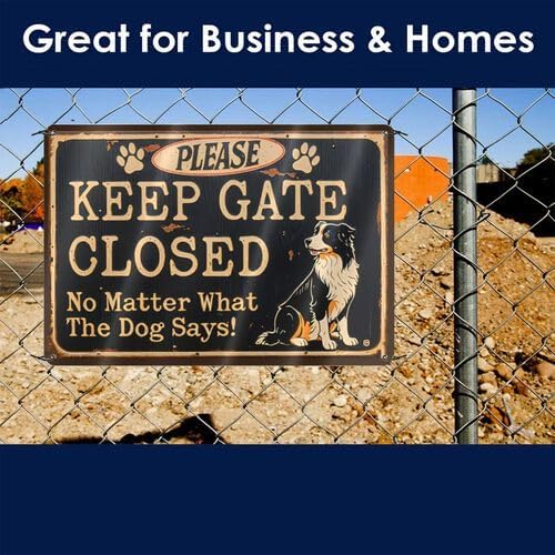 Metal Tin Signs Please Keep Gate Closed Sign No Matter What The Dog Says Basset Dog Door Warning Sign For Fence Gate Yard Home Wall Decor 8x12 Inch - Image 3