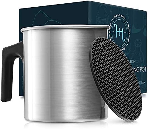 Hearth & Harbor Natural Soy Wax and DIY Candle Making Supplies 2 Lb. Aluminum Candle Making Pouring Pot, Wax Melting Pot Candle Making with Dripless Heat-Resisting Handle & Pouring Spout by HearthHarbor