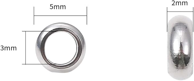 Stainless Steel Spacer Beads 5x2mm Rondelle Loose Charm Caps Beads for DIY Jewelry Making 100pcs with 3mm Hole