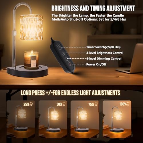 GEEZO Fragrance Candle Warmer Lamp，Electric Candle Warmer with Timer & Dimmer，Mom Christmas Birthday Gifts for Women, House Warming Gifts New Home Bedroom Decor - Image 3