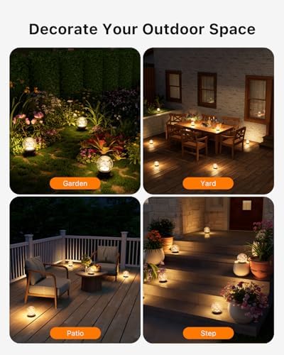 8 Pack 4.72" Warm White Solar Powered Cracked Glass Globe LED Light - Image 7