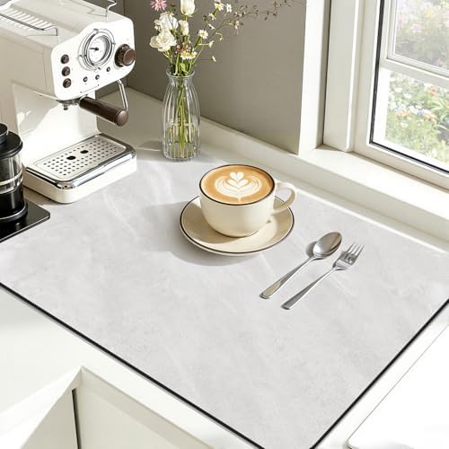 Findosom Dish Drying Mat, 12" x 20" Super Absorbent Coffee Mat, Light Grey by Findosom