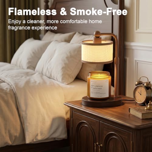 Candle Warmer Lamp with Timer, Modern Farmhouse Candle Warmer for jar Candles Brown, Electric Wax Warmer, Includes 2 Bulbs, Housewarming, Birthday Gift for Women, Mom, Her - Brown-Round - Image 5