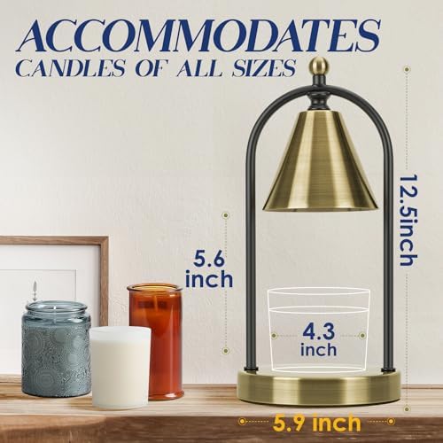 Candle Warmer Lamp with Timer, Electric Brass Light for Dimmable Wax Melts and Candle Jars, Bedroom Lamp Gifts for Women Home Decor (2 Bulbs) - Image 5