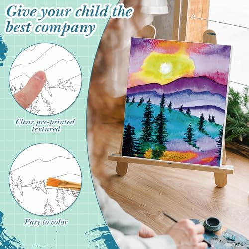 Sherr 12 Pcs Pre Drawn Canvas Pre Printed Canvas for Adults Sip and Paint Party Canvases Painting Kit for Summer Easter Mother's Day Party Favor(Natural Scenery,8 x 10 Inch) - Image 3
