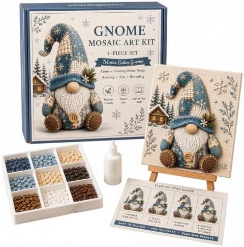 Gnome Mosaic Art Kit, DIY Craft Set for Adults, Cottagecore Desk Decor by Unknown