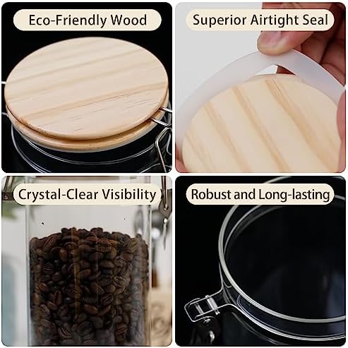 Glass Coffee Canister Coffee Containers for Ground Coffee Coffee Bean Storage Airtight Seal with Locking Clamp, Coffee Bar Accessories Perfect for Kitchen Storage - Image 4