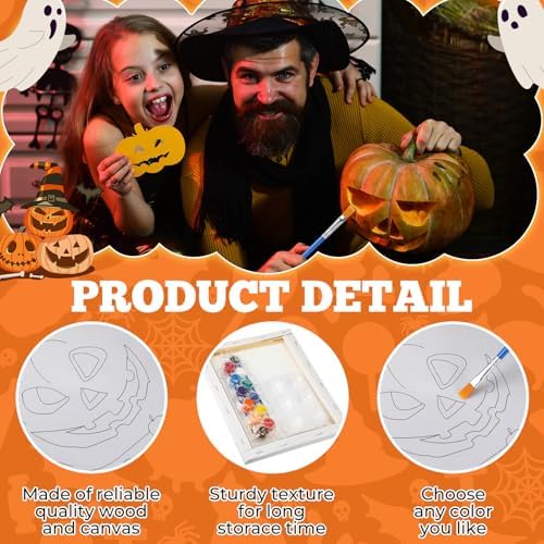 Zhanmai 72 Pcs 12 Sets Sip and Paint Kit Pre Drawn Canvas for Painting 8" x 10" Paint Party Canvas Painting Pre Printed Canvases for Party Favor DIY Virtual Adult's Date Night(Halloween Pumpkin) - Image 3