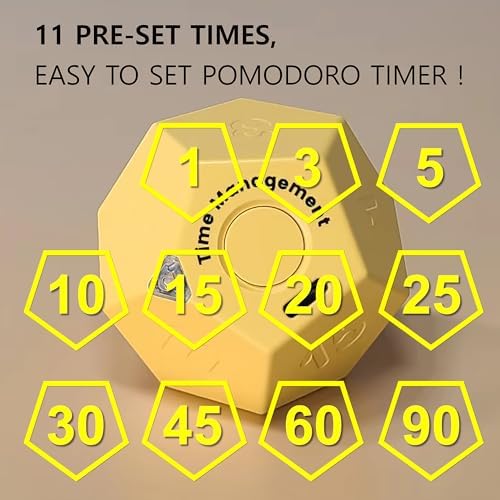 Cube Pomodoro Timer - Flip to Start Countdown, Rechargeable Mini Productivity Timer for Study, Office, 11 Preset Times, Silent/Vibration, Time Management Tool for Kids & ADHD (Yellow) - Image 3