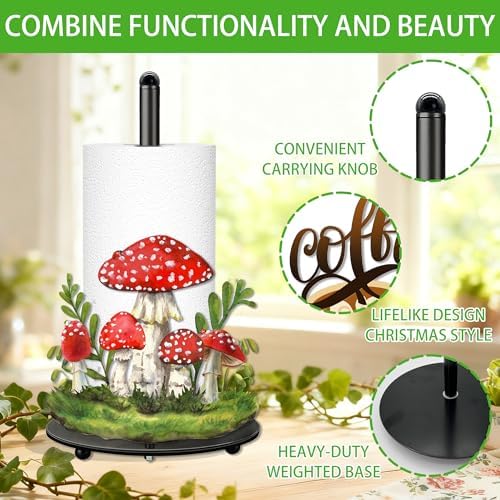 Mushroom Paper Towel Holder, Mushroom Decor for Countertop Cute Farmhouse Home Table, Housewarming Birthday Gifts for Farm - Image 4