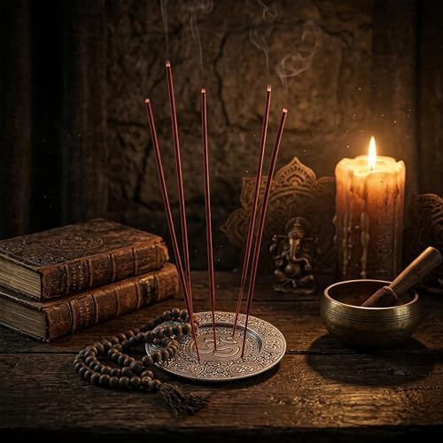 Hosley Tibetan Style Aluminum Incense Burner & Candle Holder - Aged Silver Finish, 4.5" Diameter Incense Stick Holder for Aromatherapy, Meditation & Home Decor - Image 5