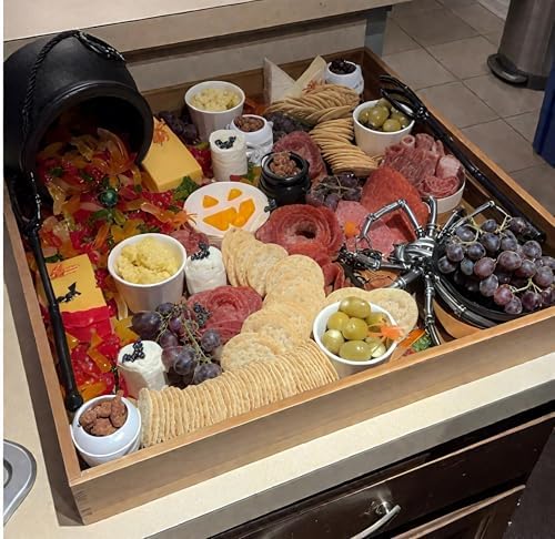 Serving Tray with Handles, 22 inch Large Square Ottoman Tray Coffee Table Tray, Wooden Trays Decorative Trays for Party, Food Serving, Breakfast, Dinner, Coffee Tea, Appetizers - Image 3