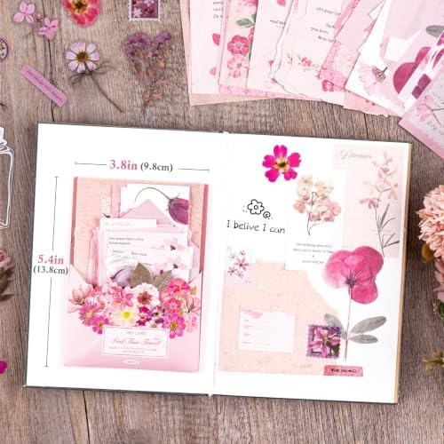 RISYPISY 100Pcs Floral Scrapbook Supplies Kit for Junk Journal - Image 2