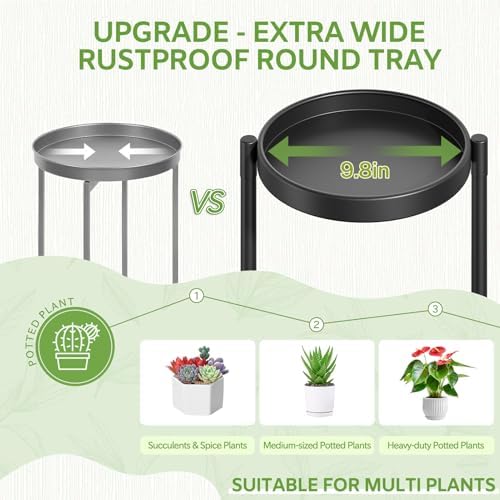 iDavosic.ly 5 Tier Large Plant Stand with Garden Tools, 10 Inch Tray, Black - Image 3