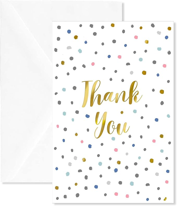 Thank You Cards with Envelopes (50 Pack) - Elegant All-Occasion Blank Note Cards for Wedding, Baby Shower, Teacher Appreciation, Graduation, Business & Holidays | Bulk Blank Thank You Notes Set (white)