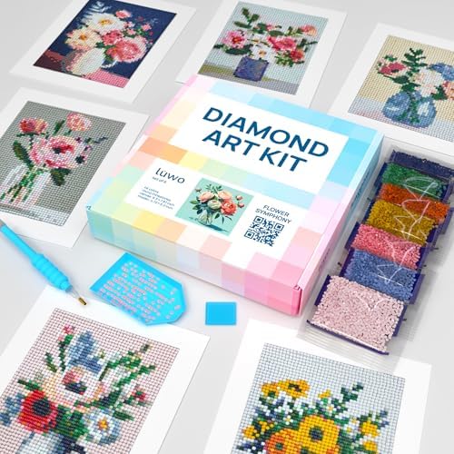 LuwoArte 6 Pack Diamond Painting Kits for Adults – Flower-Themed Diamond Art Kits – Full Drill DIY Paint Gem Art for Adults – Brilliant 5D Diamond Painting Kit – Relaxing Craft for Home Wall Décor by LuwoArte