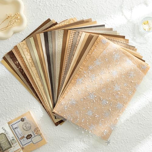 30 Pcs Large A4 Handmade Textured Scrapbook Paper Mesh Journaling Supplies - Image 5