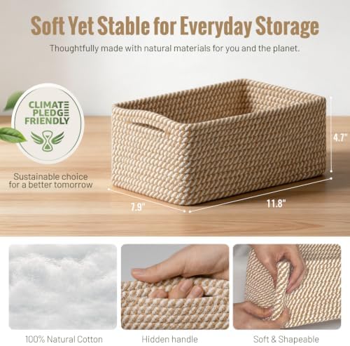 5 Pack Small Woven Storage Baskets for Shelves, Gift Baskets Empty - Image 3