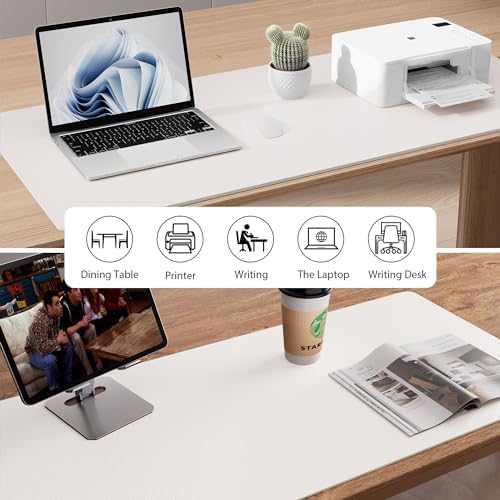 Aothia Faux Leather Desk Mat - Non-Slip PU Leather Desk Blotter, Waterproof Writing Surface, Large Desk Pad for Office & Home (Off-White, 55" x 24") - Image 6