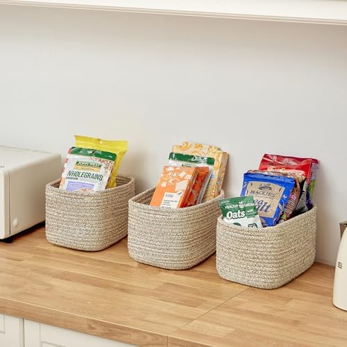 R RUNKA Small Cotton Rope Basket – Storage Bin for Organizing (10.6" x 6.7" x 6.7"), Bathroom Storage Basket for Shelf, Counter & Closet（Beige） - Image 6