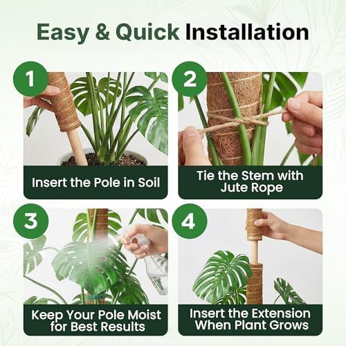 4 Pack 16" Moss Pole Monstera Plant Support - Stackable up to 48" - Image 5