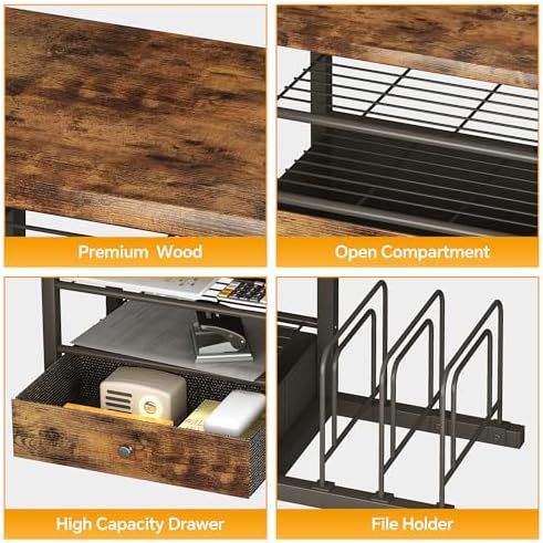 Homeiju Wood Desk Organizer with Drawers, Desk File Organizer with 3 Vertical File Holders, File Shelf,Storage for Mail, Supplies,Classroom Organization - Image 4