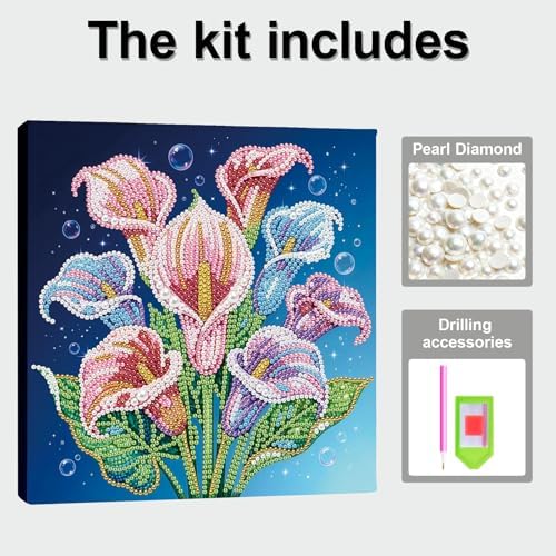 Xylzzuit Pearl Painting Kit with Frame All Inclusive 9.84x9.84IN DIY Gemstone Diamond Art Craft Supplies for Adults Beginners Craft Lovers Living Room Wall Desktop Decor Gift (Flower) - Image 2