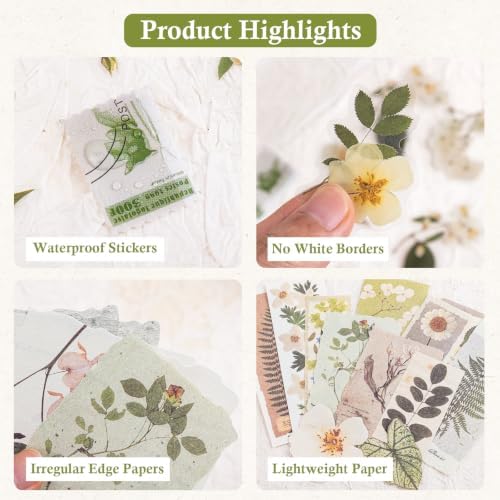 RISYPISY 100Pcs Floral Scrapbook Supplies Kit for Junk Journal - Image 6