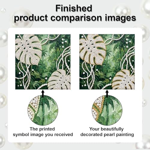 LQCrafK DIY Pearl Art Painting Handcraft Kit for Adults Beginners with Tools and Framed Painting, Creative Design,Self-Adhesive, Healing Stress-Relieving Home Wall Decoration-Monstera Leaves - Image 7