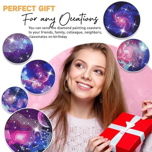 8 pcs Diamond Painting Coasters | Diamond Art Coasters | Galaxy and Nebula Diamond Art Painting | Perfect Art Craft Gift for Galaxy Lover, Dad, Mom, Grandparents, Brother, Sister. - Image 7