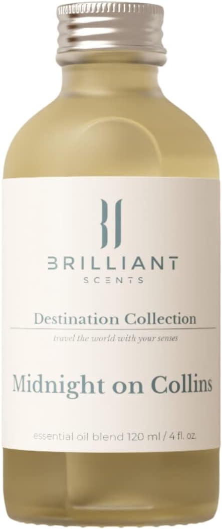 Brilliant Scents Midnight on Collins Fragrance Oil 120ml - Premium Diffuser Oil for Home, Office, Hotels - Long Lasting, Plant-Based, Meets IFRA Standards, USA-Made - Clean Floral Scent