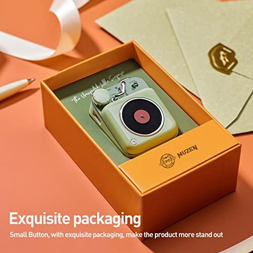 Muzen Mini Bluetooth Speaker, Button Small Cute Portable Metal Retro Wireless Speaker with Loud Volume Great Sound and Portable Lanyard & Gift Bag for Office Classic Vintage Decor - Image 6