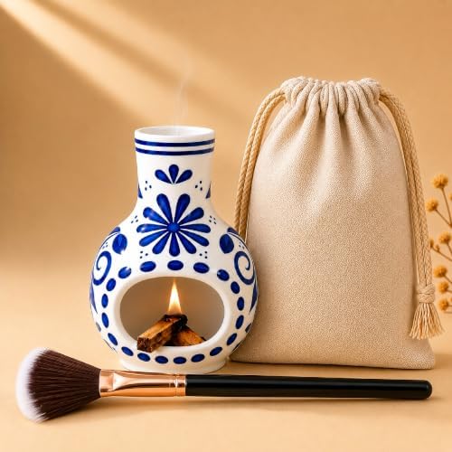 Palo Santo Burner Ceramic Incense Holder with Brush & Pouch for Meditation by Unknown