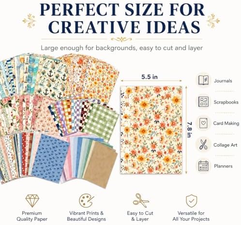 Scrapbook Paper for Journaling, 180 Sheets, 5.5 x 7.8 in - Image 4