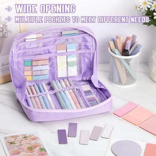 Jutom 41 Pcs Aesthetic Book Annotation Kit with Pencil Bag Bible Journaling Kit Notebook Sticky Note Tab Highlighter Black Ink Pen Page Marker School Office Supplies Bible Lover Gift(Purple) - Image 2