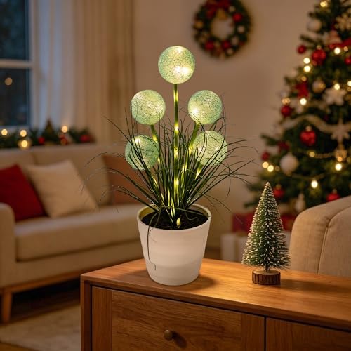 Artificial Green Spherical Grass LED Lamp, Night Light for Home Shop Cafe Decor, Gifts for Women Mom Grandma Girlfriend on Birthday Christmas Valentines Mothers Day - Image 6