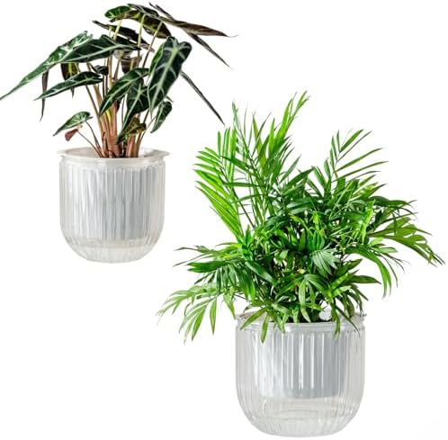 Melphoe Self Watering Pots for Indoor Plants Planter, 6.5/5.3 Inch 2 Pack Planters Self Watering Plant Pots for Flower, Houseplants, Succulent, African Violets and Cactus with Drainage by Melphoe
