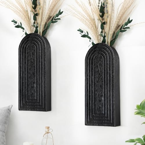 Handmade Wooden Wall Vases Set of 2 for Plants by Unknown