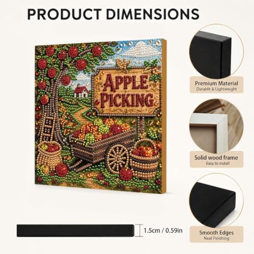 DIY Pearl Painting Kit for Adults, Fruit Picking Fall Art with Wood Frame, 20x20cm Self-Adhesive Pearl Diamond Craft, Autumn Wall Decor Gift for Women, Beginners Relaxing Hobby Kit - Image 6