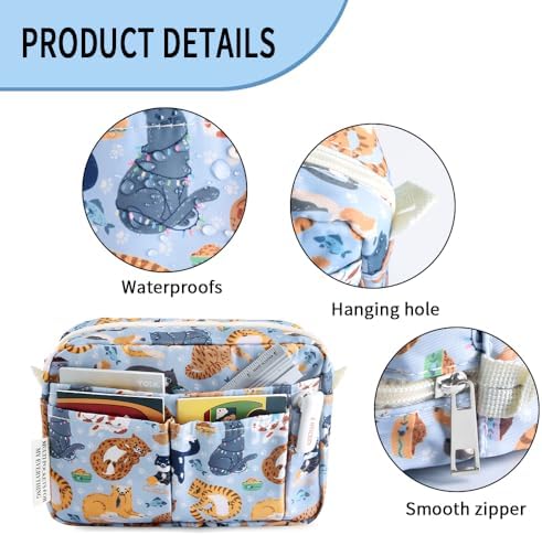 Multiple Pockets Portfolio Organizer with Zipper,Makeup Bag Pencil Pouch - Image 5